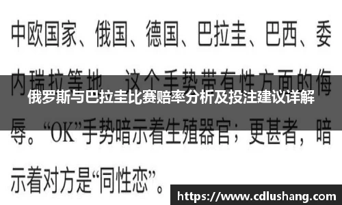 俄罗斯与巴拉圭比赛赔率分析及投注建议详解